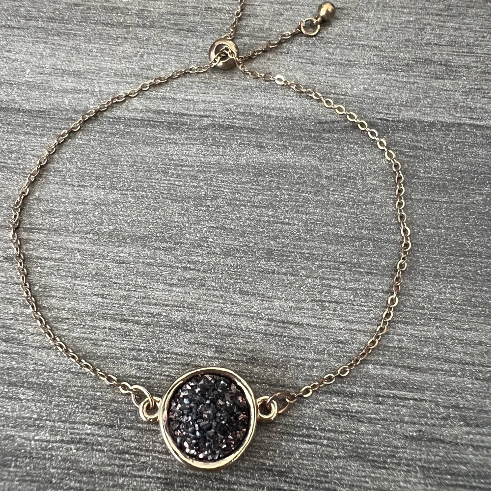 Elegant Gold and Brown Druzy Bracelet